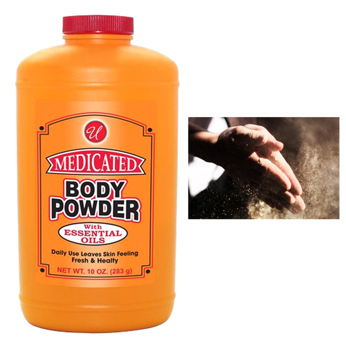3 Pack Body Powder Medicated 10 oz Cooling Itch Action Relief w/ Essential Oils