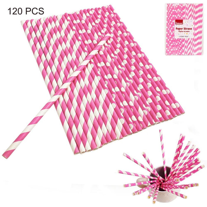 120 Pink Straws Paper Biodegradable Wedding Birthday Party Supplies Baby Shower
