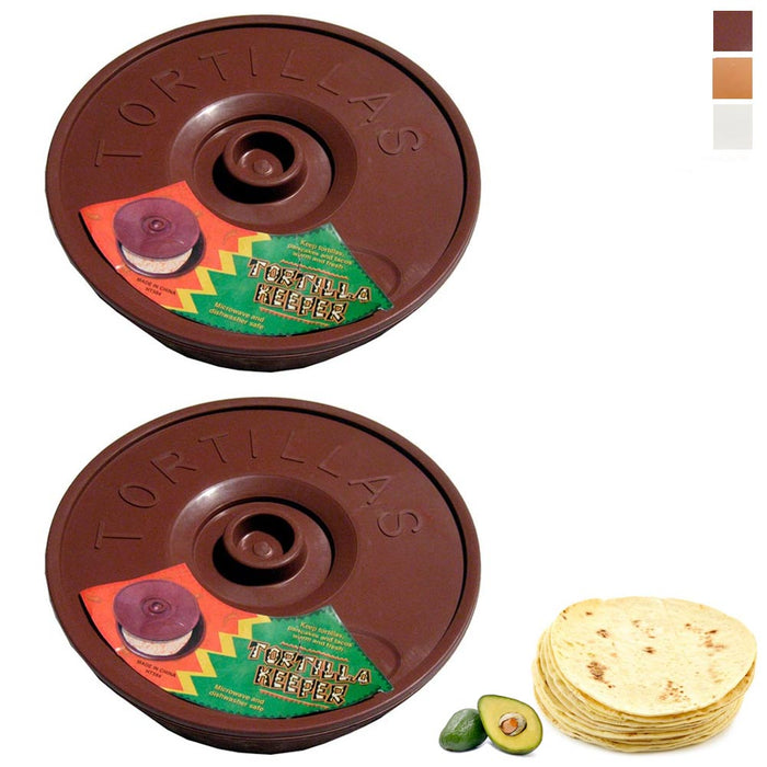2 X Tortilla Container Keeper Microwave Warmer 8" Round Pita Taco Warm Flatbread