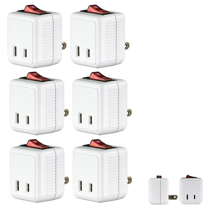 6 Pk x Single Port Plug Outlet Wall Tap Adapter Lighted Switch Power On Off