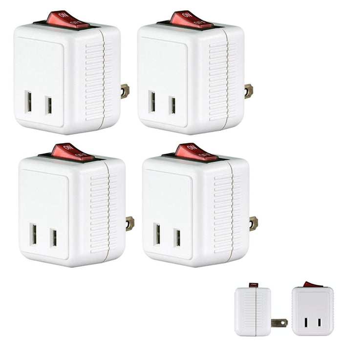 4 Pc  Outlet Wall Tap Single Port Power Electrical Adapter On Off Lighted Switch