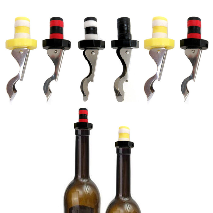 6 PC Silicone Bottle Stopper Manual Bottle Keep Fresh Wine Cork Airtight Seal