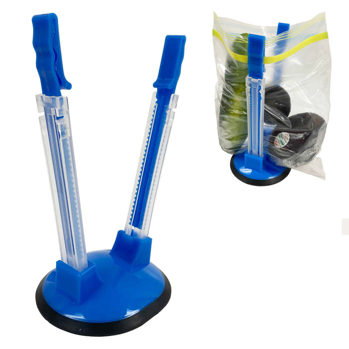 Hands Free Baggy Rack 9" Clip Food Storage Bags Adjustable Holder Kitchen Gadget