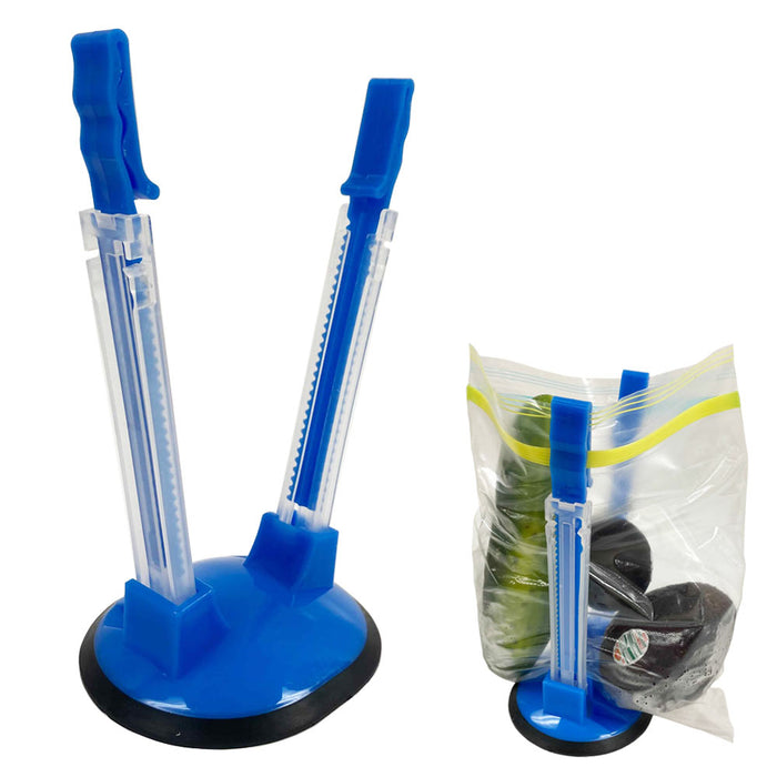 Hands Free Baggy Rack 9" Clip Food Storage Bags Adjustable Holder Kitchen Gadget