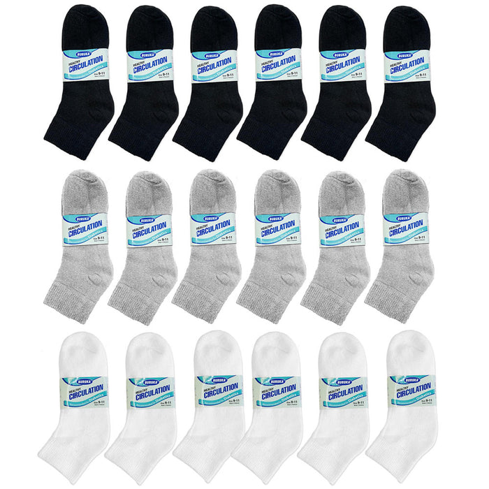 18 Pairs Diabetic Ankle Circulatory Socks Health Support Mens Loose Fit Size 10-13