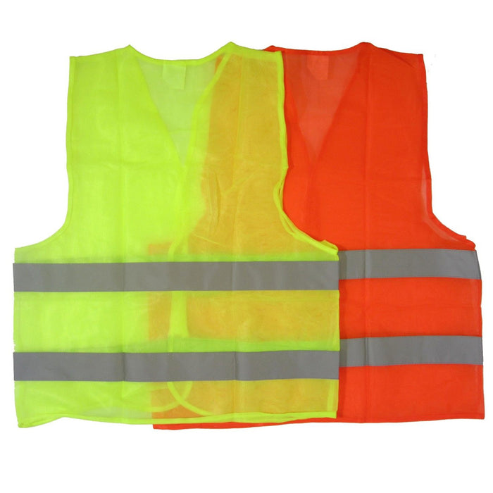 4 Pc Neon Security Safety Vest High Visibility Reflective Stripes Orange Yellow