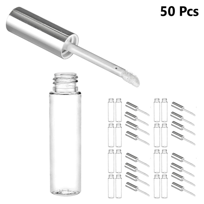 50Pcs Silver Lip Gloss Tube Lip Balm Bottle Empty Cosmetic Container Tube Travel