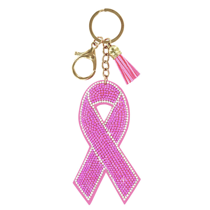 Cancer Awareness Ribbon Keychain Womens Purse Bag Charm Key Chain Ring Gift Pink