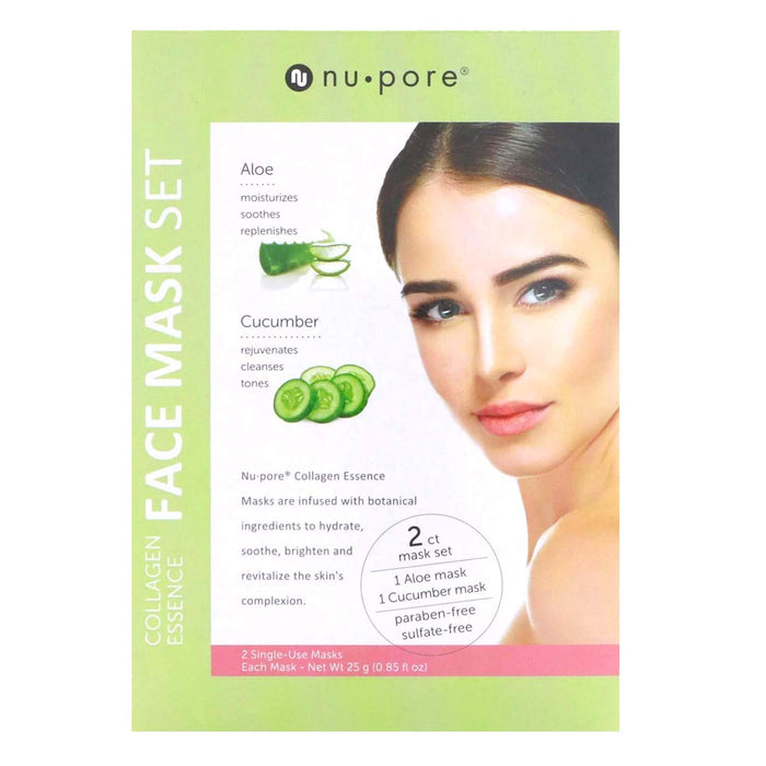 4 PC Collagen Facial Masks Sheets Anti Aging Moisture Skin Care Nu-Pore Cucumber