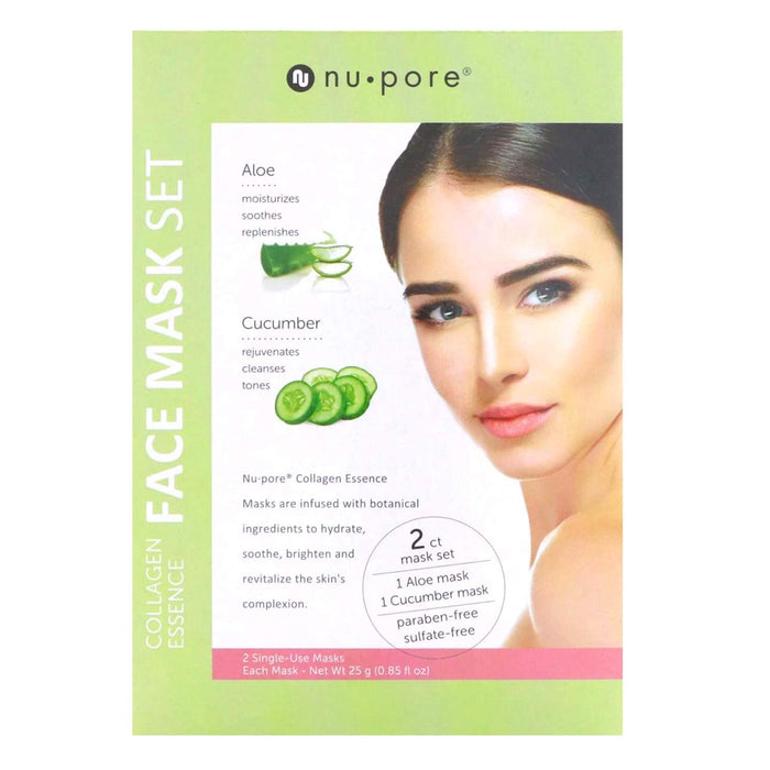 6 x Collagen Essence Facial Mask Sheet Aloe Cucumber Skin Care Cleansing Nu-Pore