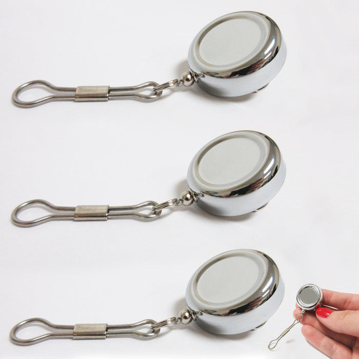 3 Key Chain Reel ID Holder Retractable Nurse Badge Card Name Tag Clip Duty Belt