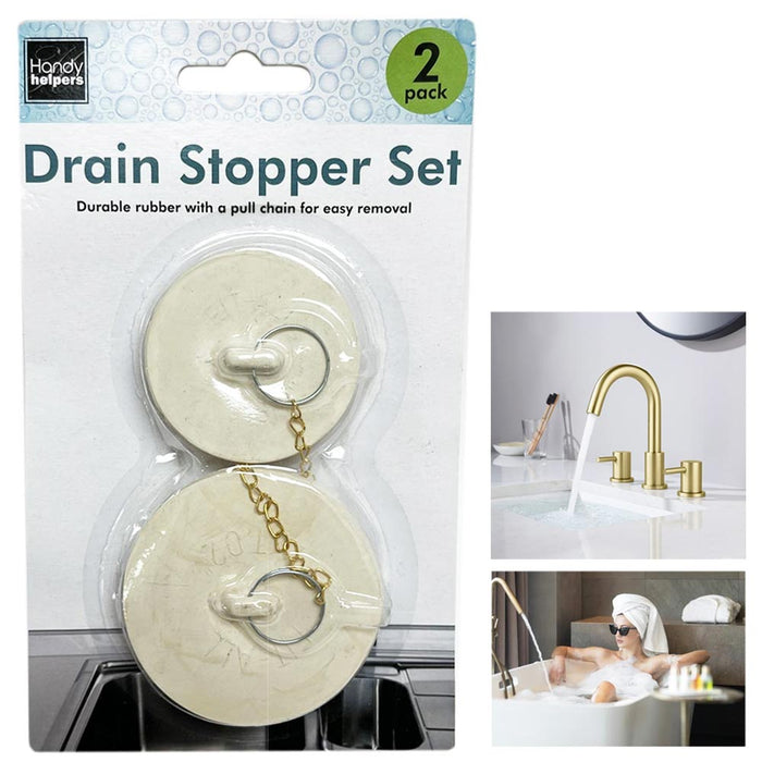 2 Sizes Drain Stopper Rubber Sink Stopper Plug Pull Ring Bathtub Kitchen Beige