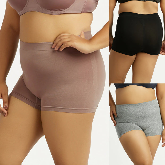 6 Pc Womens Seamless Soft Boyshort Sport Panties Plus Size