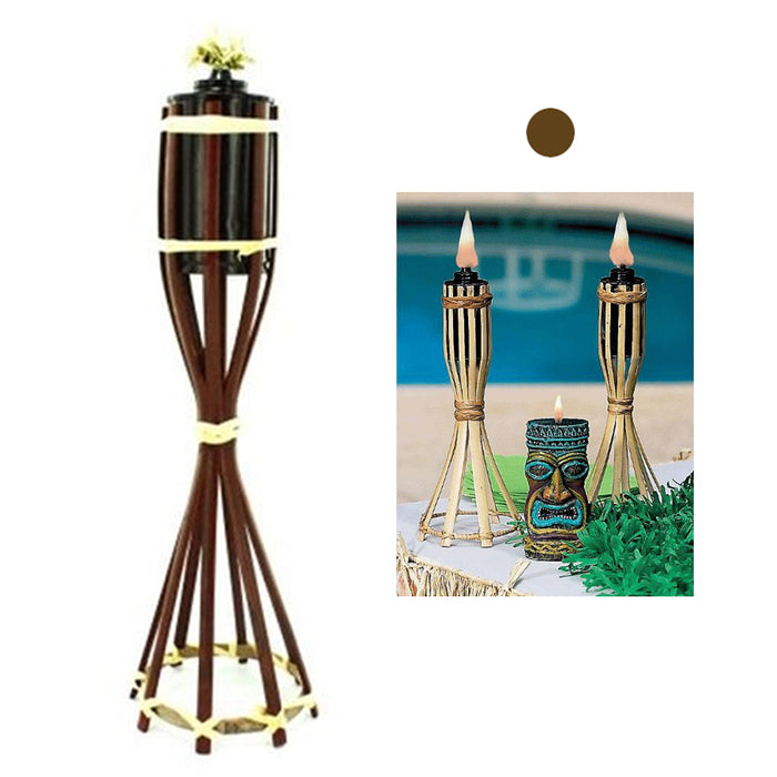 3 PCS Bamboo Tabletop Natural Tiki Torch Lamp Fire Light Decor Luau Party Garden