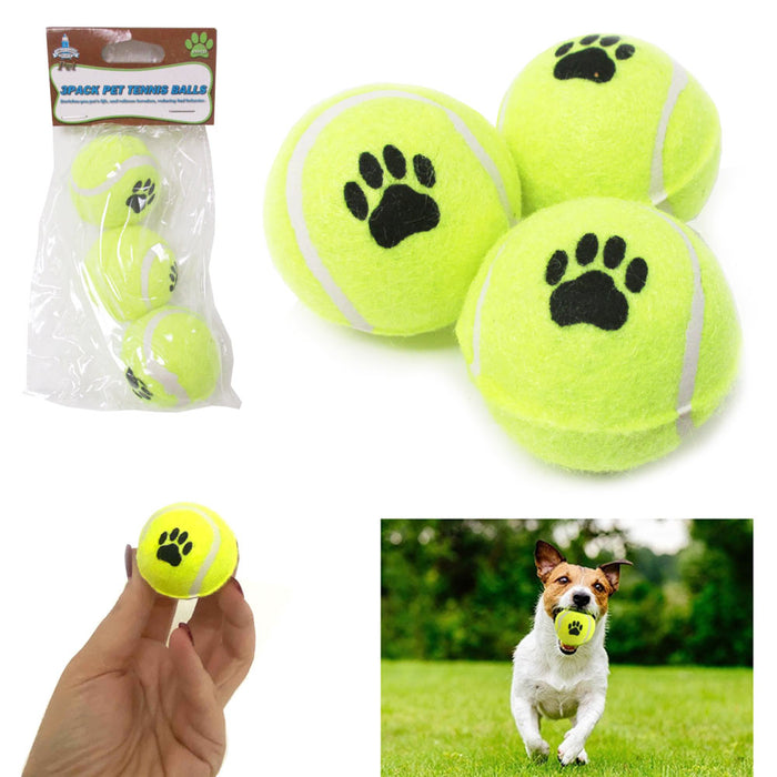 3 PC Mini Tennis Balls Dogs Pet Safe Dog Toys Exercise Play Training Ball Neon