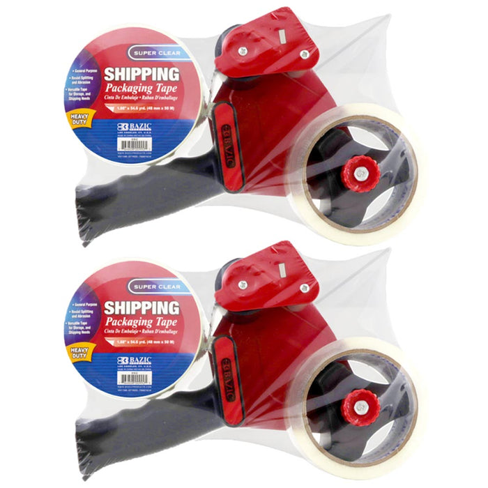 2 Packaging Gun Dispenser 4 Shipping Clear Tape Rolls Heavy Duty Box Strong Seal