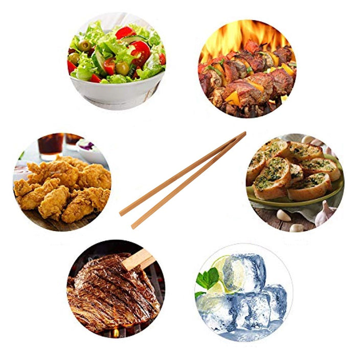 2 Reusable Bamboo Toast Tongs 12" Bread Bacon Bagel Fruit Toaster Wooden Cooking