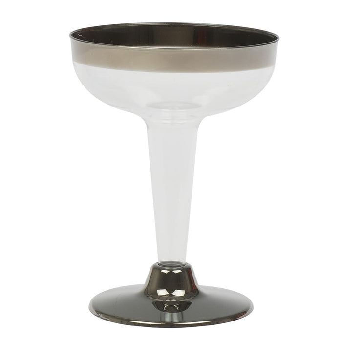 45Pc Disposable Champagne Wine Flutes Plastic Glasses Silver 4.5oz Wedding Party