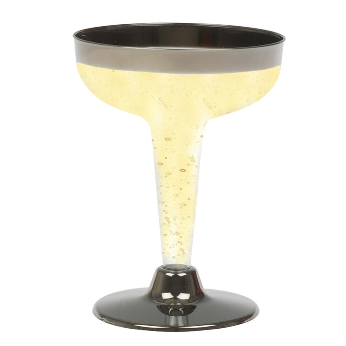 10PC Plastic Champagne Flutes Wine Glasses Disposable 4.5oz Party Wedding Silver