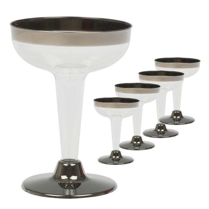 45Pc Disposable Champagne Wine Flutes Plastic Glasses Silver 4.5oz Wedding Party