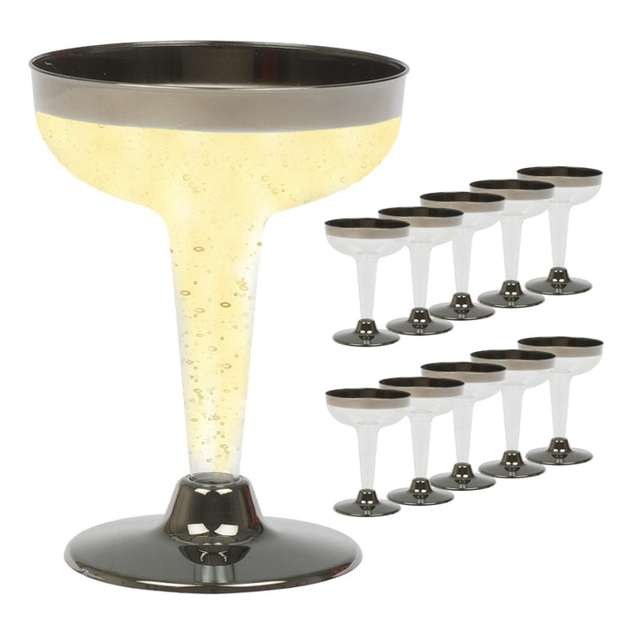 10PC Plastic Champagne Flutes Wine Glasses Disposable 4.5oz Party Wedding Silver