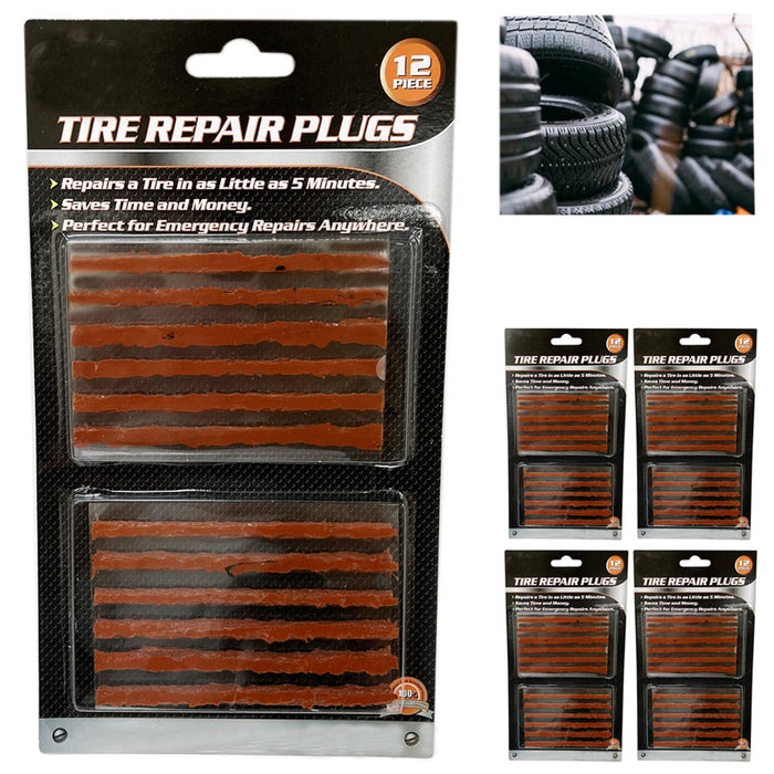 48 Pc Heavy Duty Flat Tire Repair Plugs Car Motorcycle Truck Patch Strips Refill