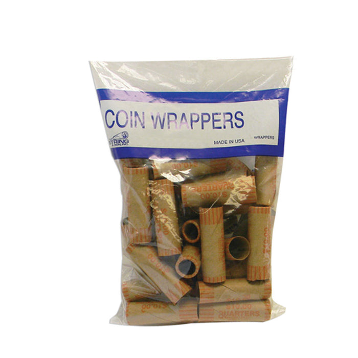 72 Rolls Preformed Coin Wrappers Paper Tubes For Quarters NF String Holds $10 Ea