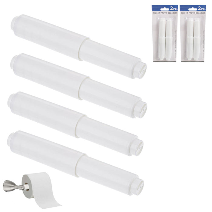 4 PC White Toilet Paper Rollers Holder Spring Loaded Bathroom Roll Replacement