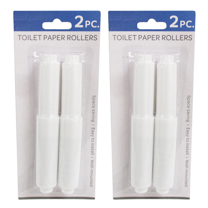 4 PC White Toilet Paper Rollers Holder Spring Loaded Bathroom Roll Replacement