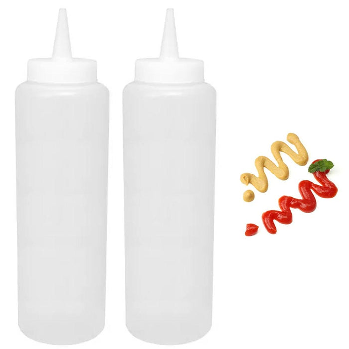 2 Pk Plastic Squeeze Clear Bottle 15oz Condiment Ketchup Mayo Mustard Hot Sauce