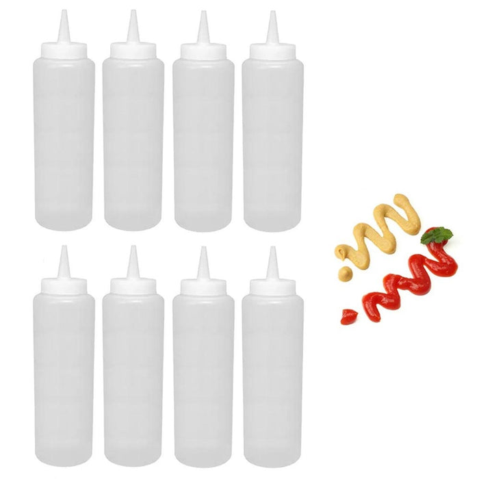 8 Clear Plastic Squeeze Bottle 15oz Condiment Dispenser Mayo Ketchup Mustard Oil