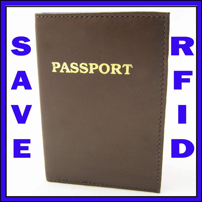 1 RFID Blocking Leather Passport Holder Wallet Cover Case Safety Protector Brown