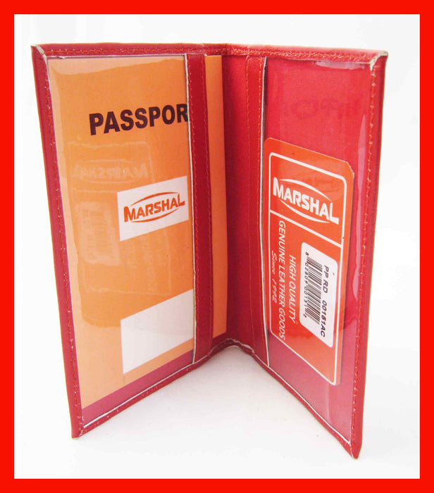 Red Leather Passport Holder RFID Blocking Case Cover Access Reader Id Travel New