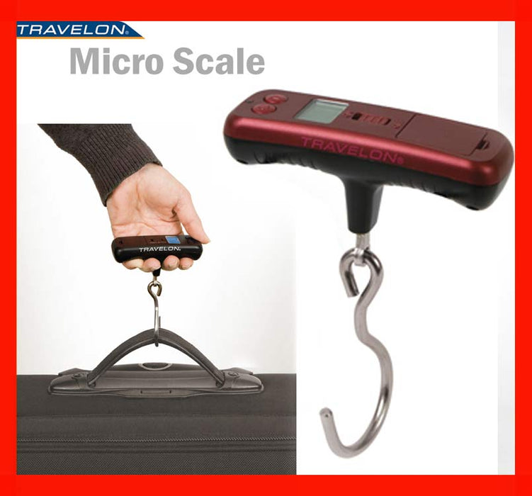 Travelon Luggage Scale Micro Digital Hanging Travel Weight Portable Hook Red New, Size: One Size
