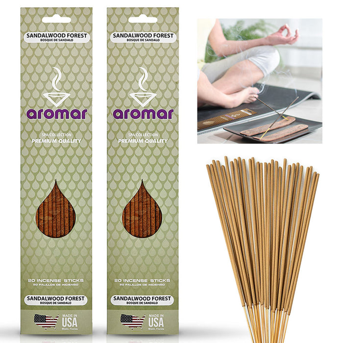 40 PC Sandalwood Forest Incense Sticks Scent Fragrance Hand Dipped Burning Aroma