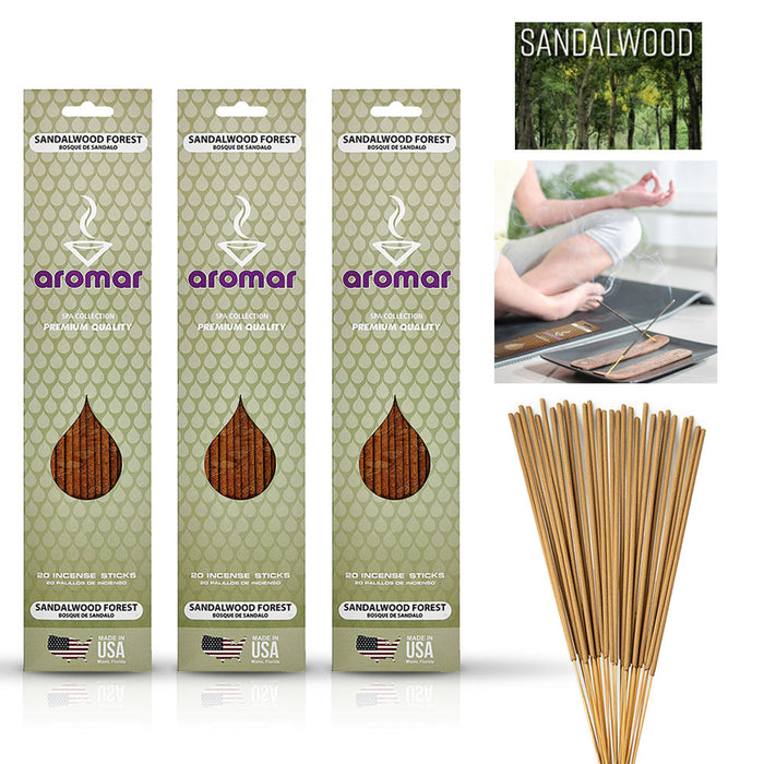 60 PC Incense Sticks Scent Hand Dipped Fragrance Burning Aroma Sandalwood Forest