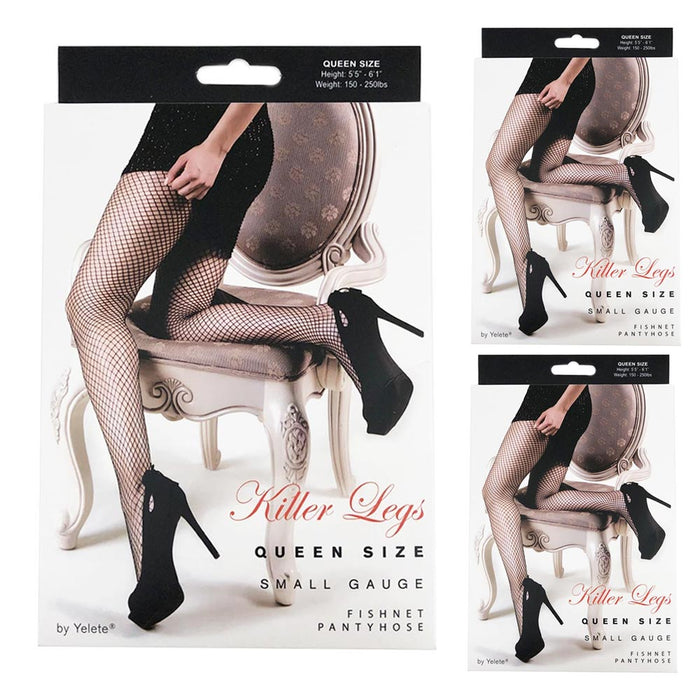 3 Black Fishnet Tights Plus Size Net Pantyhose Women Sexy Cross Mesh Stockings