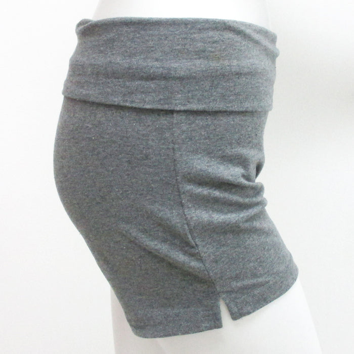 Women's Yoga Fold Over Waist Gym Spandex Sexy Shorts Cotton Fitness Grey Medium