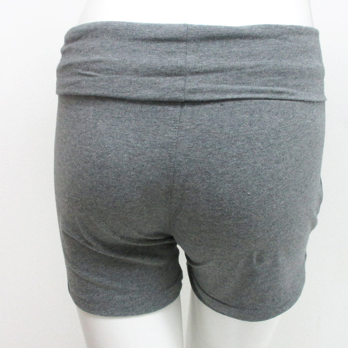 Womens Yoga Fold Over Shorts Waist Gym Spandex Sexy Cotton Fitness Grey Small