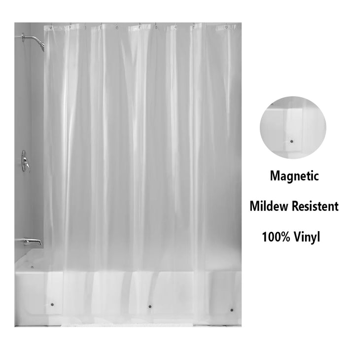 Magnetic Mildew Resistant Shower Curtain Liner 100% Vinyl Heavy Duty Clear 70x72