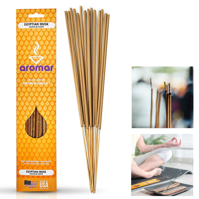 20 Egyptian Musk Exotic 11'' Incense Sticks Burns up to 60min Each Long Lasting