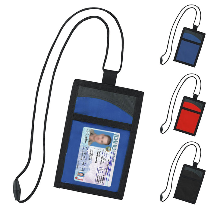 Travel Security Passport ID Holder w/ Neck Strap Transparent Cover Wallet Pouch