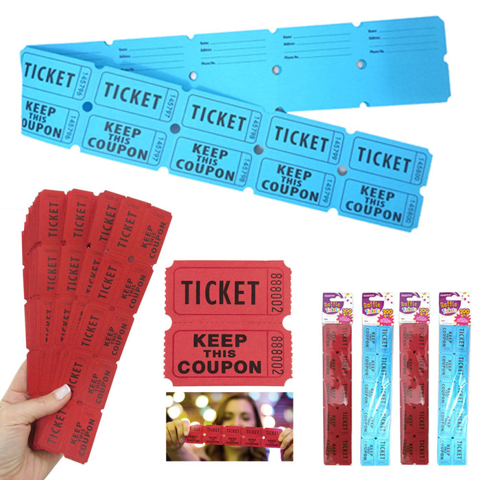 800 Raffle Tickets Events Fundraiser Prizes Flat Double Stub 50/50 Keep Coupon