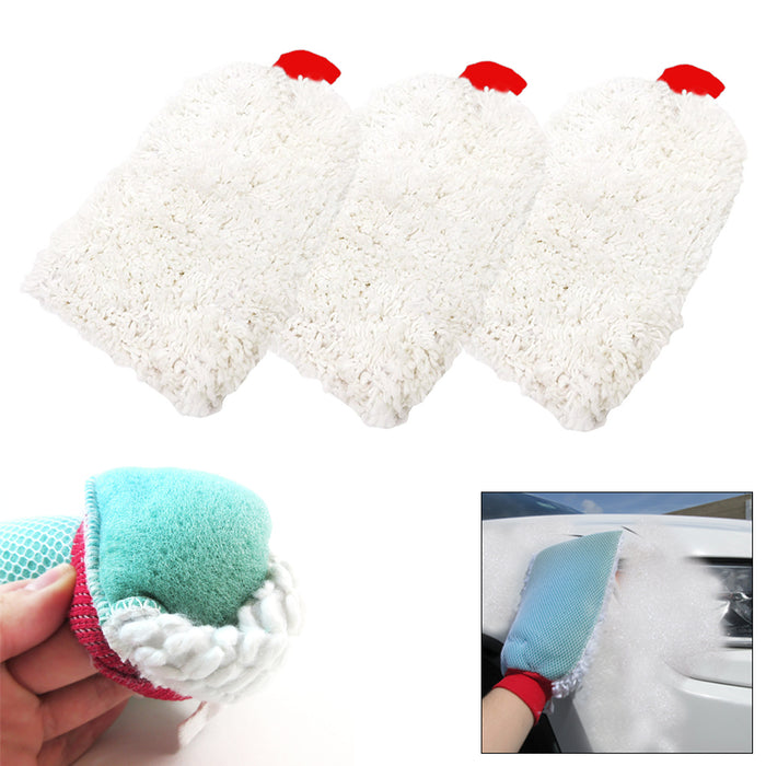3X Jumbo Car Wash Washing Chenille Mitt Cleaning Glove Dual Sided Heavy Duty USA