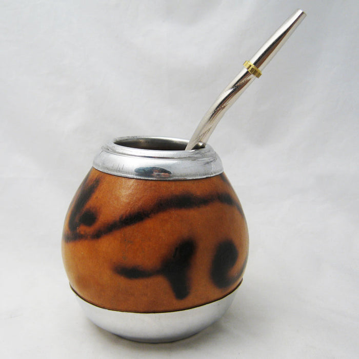 GUARANI MATE GOURD FOR YERBA OR TEA WITH STRAW BOMBILLA KIT NATURAL 0379