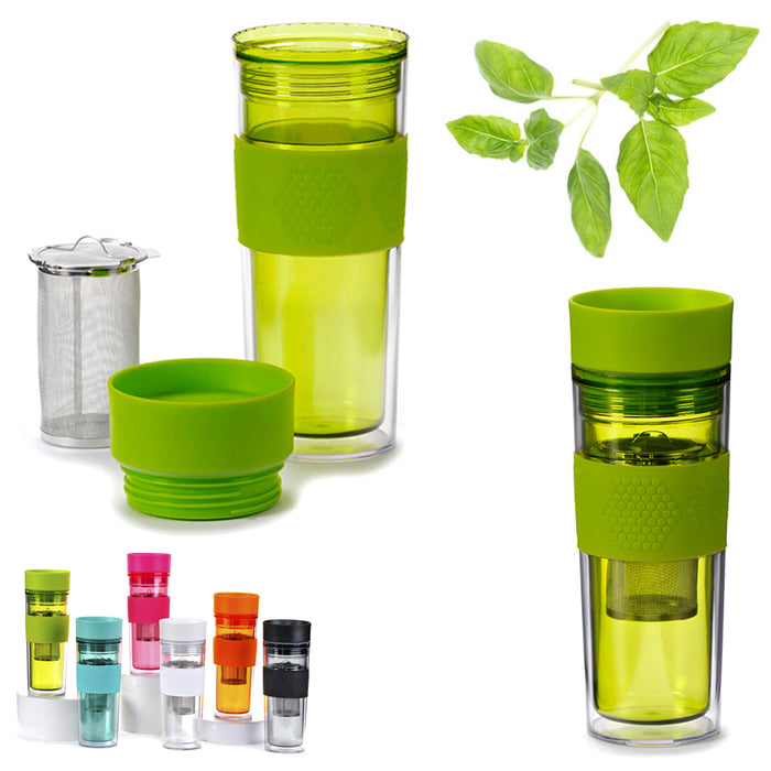 Tea Infuser Water Bottle Tumbler Loose Leafs Stainless Steel Strainer Travel Cup
