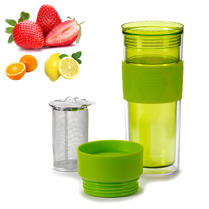 Tea Infuser Water Bottle Tumbler Loose Leafs Stainless Steel Strainer Travel Cup