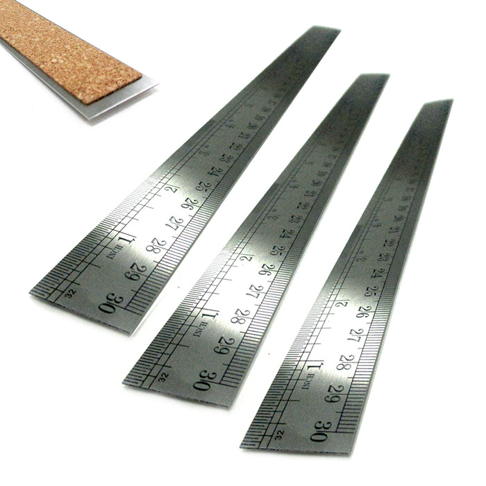 3PC Metal Rulers 12 Stainless Steel Straight Edge Drawing Cutting