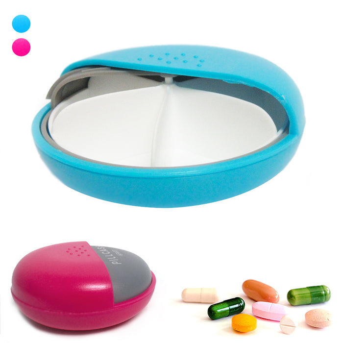3 Pack Weekly Pills Round Medicine Organizer Container Vitamin Daily Travel Case