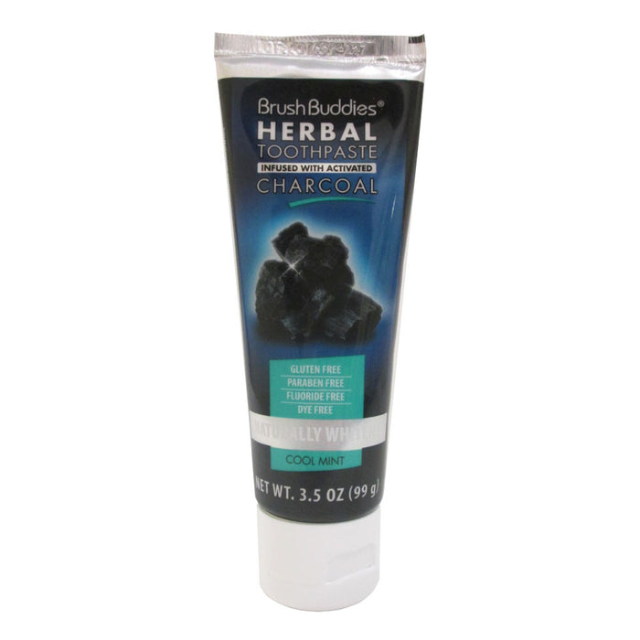Brush Buddies Herbal Toothpaste Infused Activated Charcoal Cool Mint Whitens New